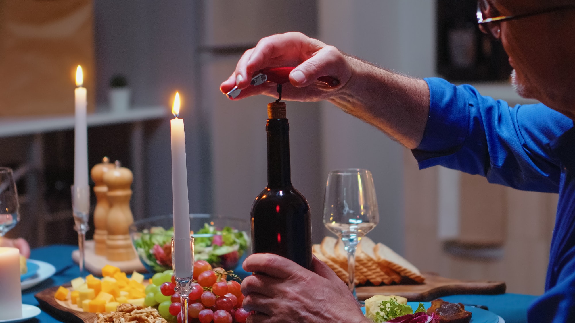 Opening a bottle of wine