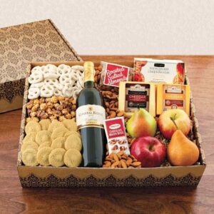 Magnificent Merlot, Fruit, Cheese & Gourmet Gift Box by Wine Basket | Red Wine Gift Baskets | Fruit & Wine Gift Baskets | Gift Baskets Delivered