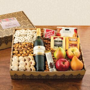 Mother's Day Magnificent Merlot, Fruit, Cheese & Gourmet Gift Box by Wine Basket | Red Wine Gift Baskets | Fruit & Wine Gift Baskets | Mother's Day Gi